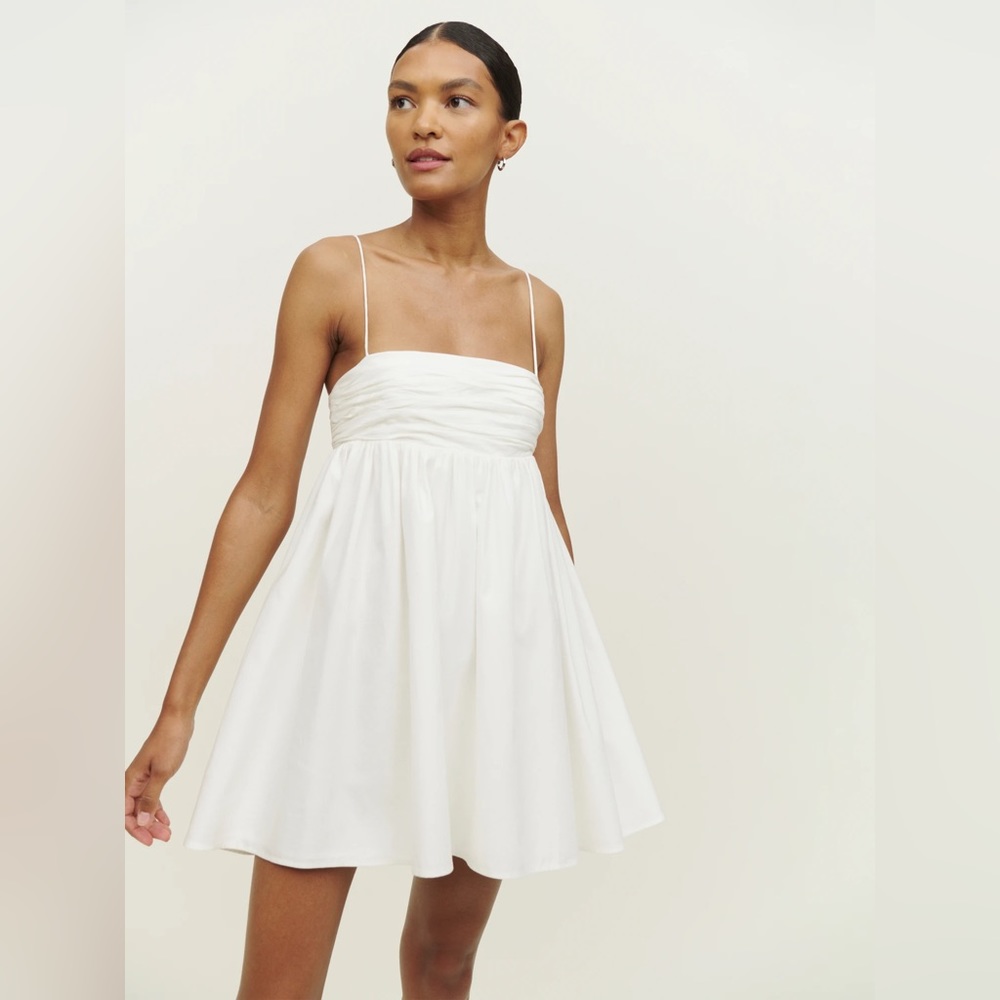 Reformation Catarina Organic Cotton Babydoll Dress White 4/Small